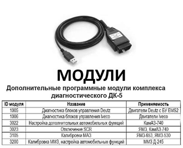 Программные модули для ДК-5: WeiChai МАЗ, Merсedes, Deutz, Отключение SCR, ЯМЗ, ММЗ, КамАЗ, Iveco, adblue