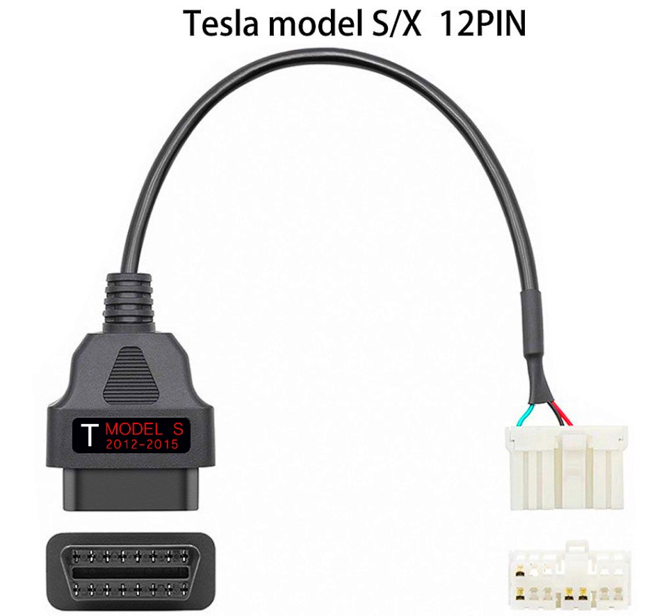 Адаптер Tesla 12pin для диагностики Tesla Model S 2012-2015г.в. Кабель-переходник Тесла для подключения к CAN-шине