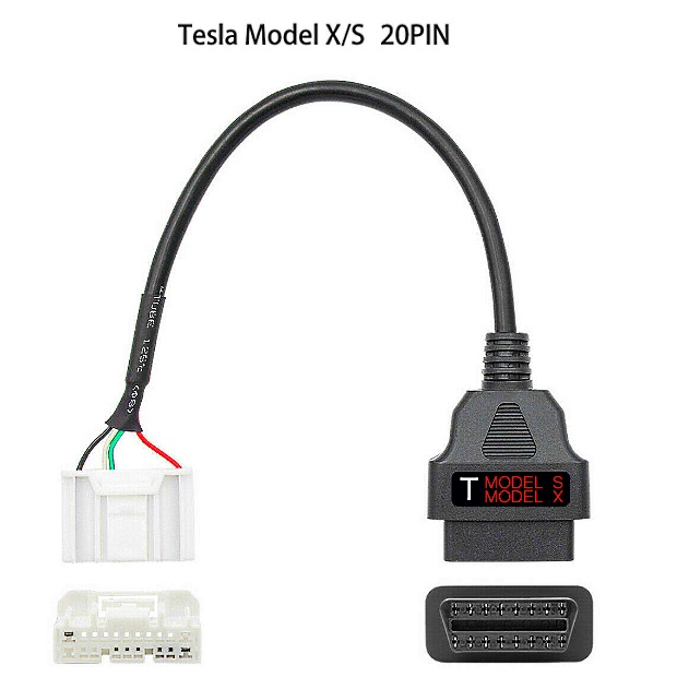 Адаптер Tesla 20pin для диагностики Tesla Model S и Model X. Кабель-переходник для подключения к CAN-шине
